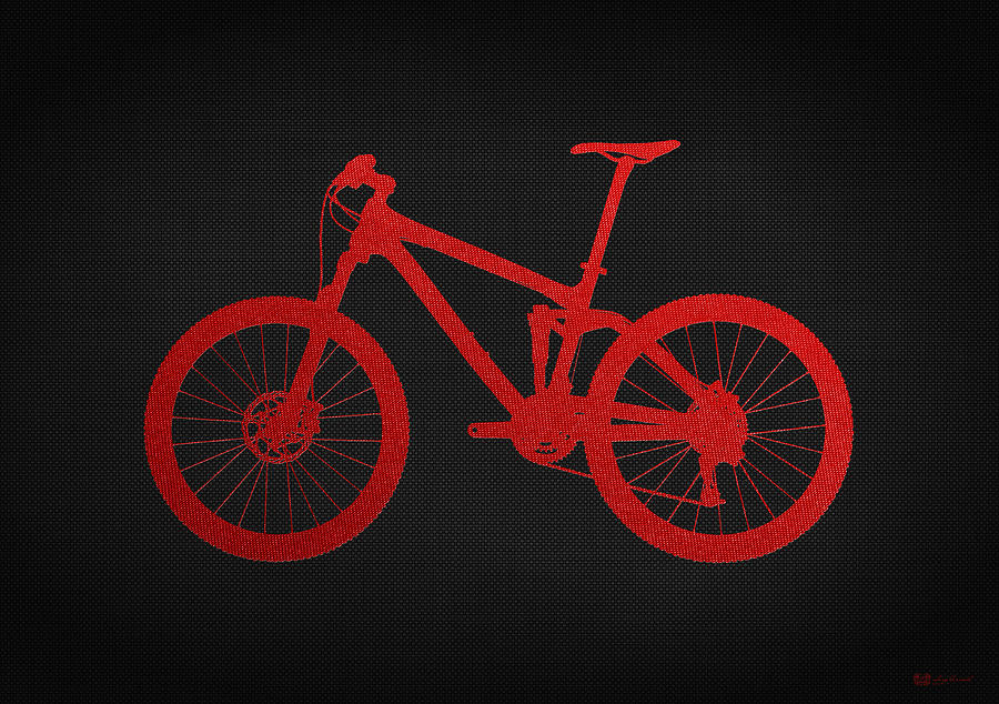 Sports Photograph - Mountain Bike - Red on Black by Serge Averbukh