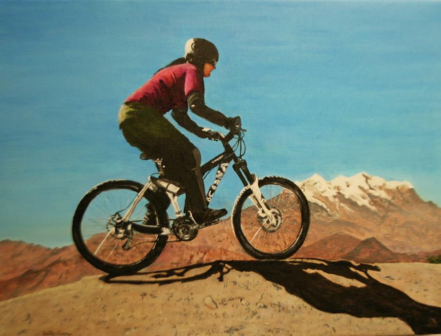 Mountain Bike Ride in Bolivia Painting by Betty-Anne McDonald