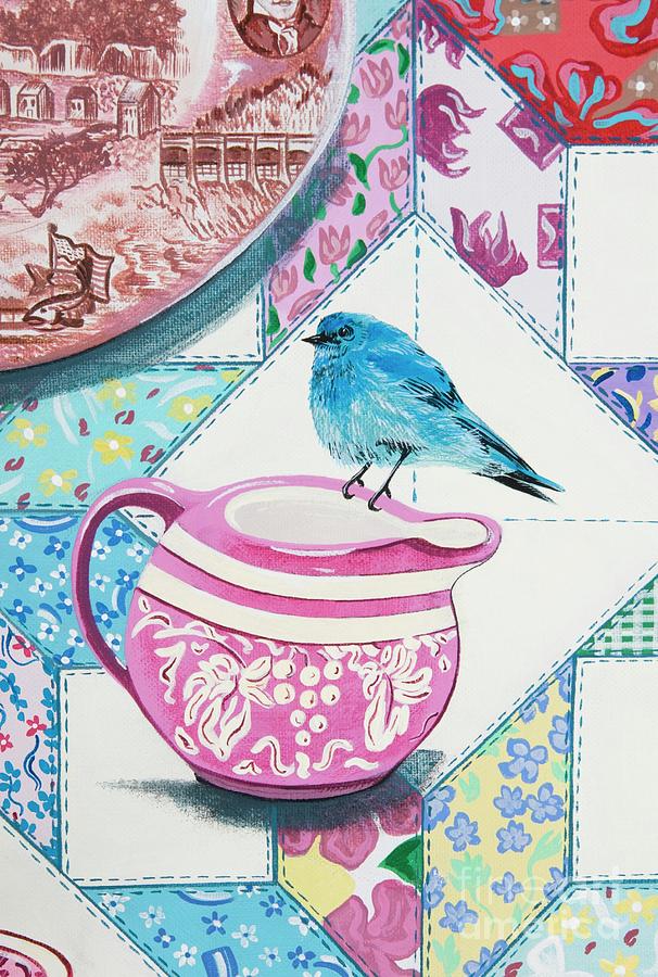Mountain Bluebird at Tea Painting by Jennifer Lake