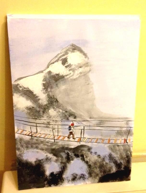 Mountain Bridge Painting by Audrey Pollitt