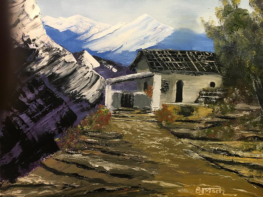 Mountain Cabin Painting by David Bartsch