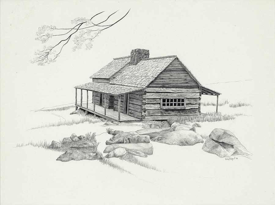 Mountain Cabin Drawing By Nancy Hilgert