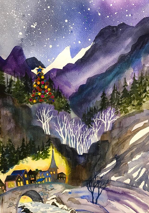 Mountain Christmas Painting by Esther Woods