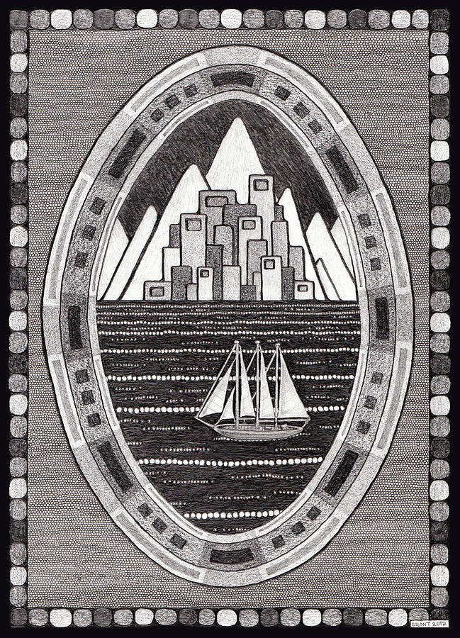 Mountain City Sailboat Drawing by Gregory Grant