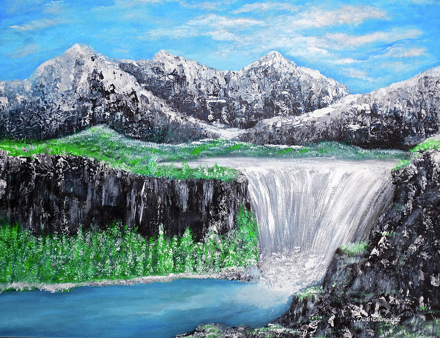 Mountain Falls Painting by Dick Bourgault