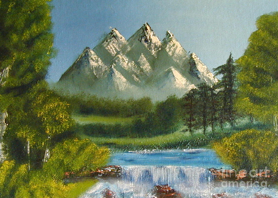 Mountain Falls Painting by Marianne NANA Betts