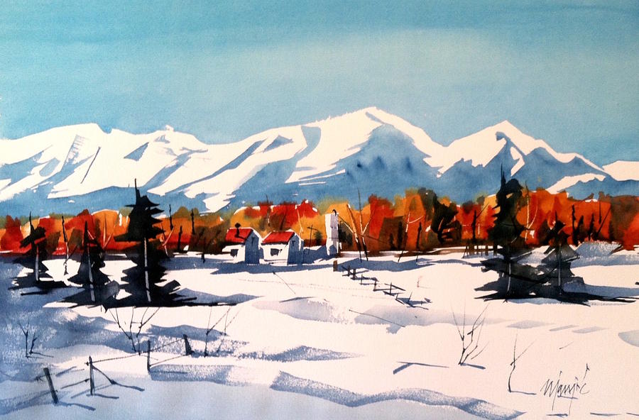 Mountain Farm 5 Painting by Ugljesa Janjic