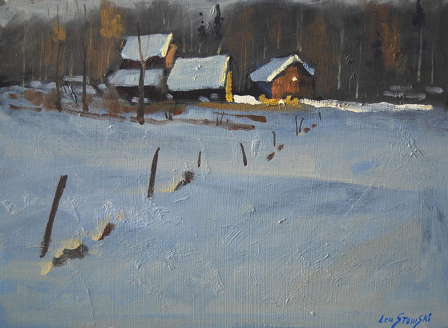 Mountain Farm Painting by Len Stomski