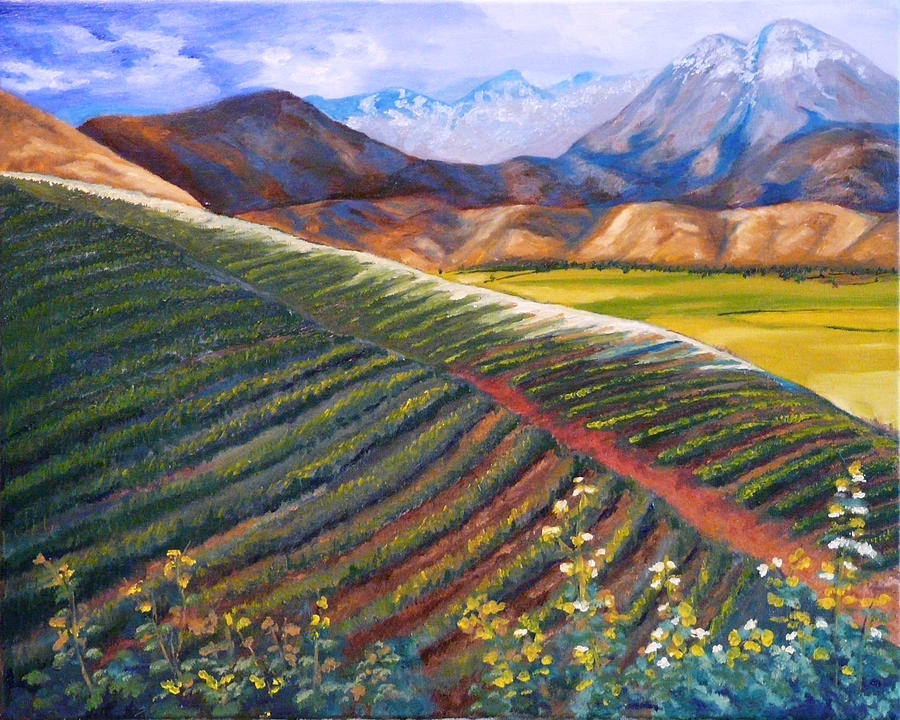 Mountain Farmland The Vineyard Painting by Vic Ritchey