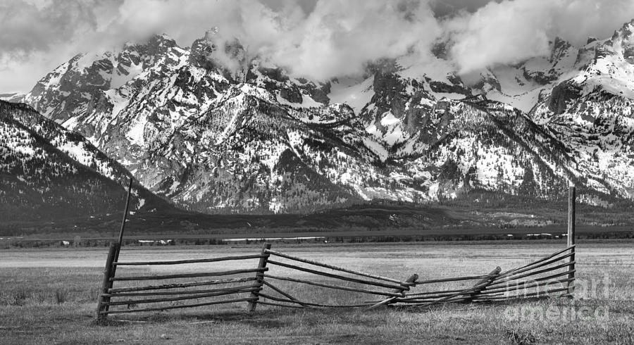 Mountain Fence Black And White Photograph by Adam Jewell