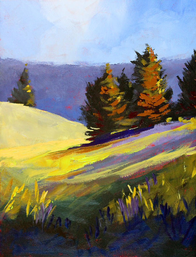 Mountain Field Painting by Nancy Merkle