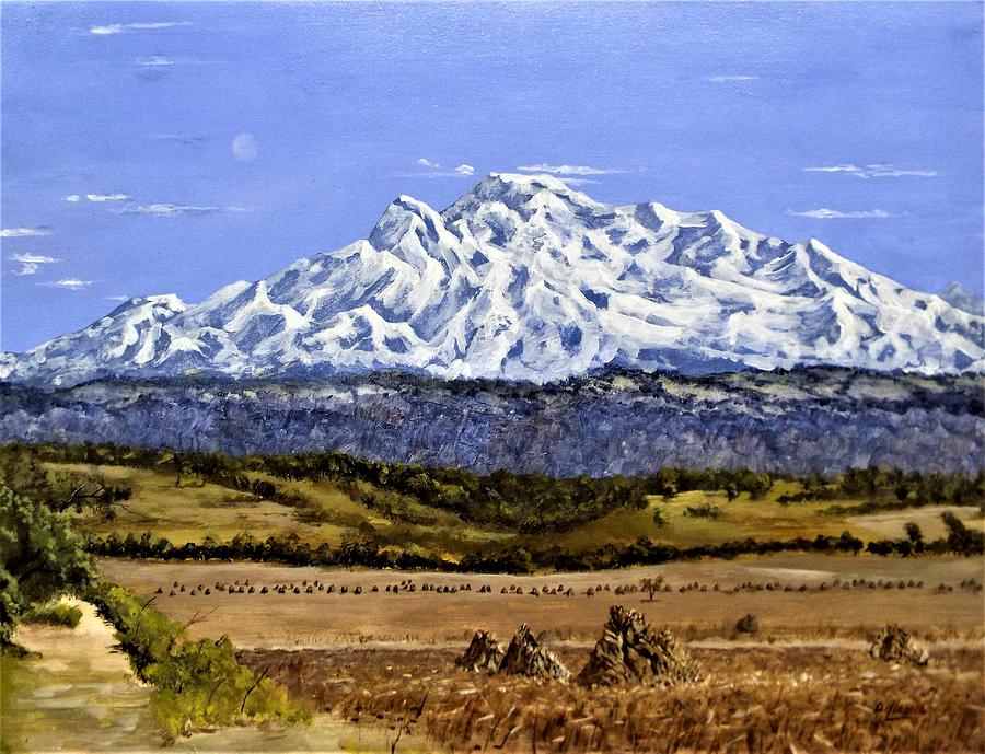 Mountain harvest moon Painting by Michael Dillon