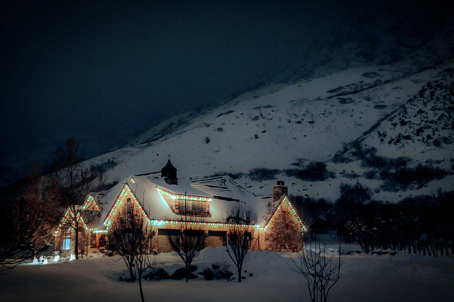 Mountains Photograph - Mountain Home with Christmas Lights - Winter at Night by Dan Pearce Mountains Photograph - Mountain Home with Christmas Lights - Winter at Night by Dan Pearce