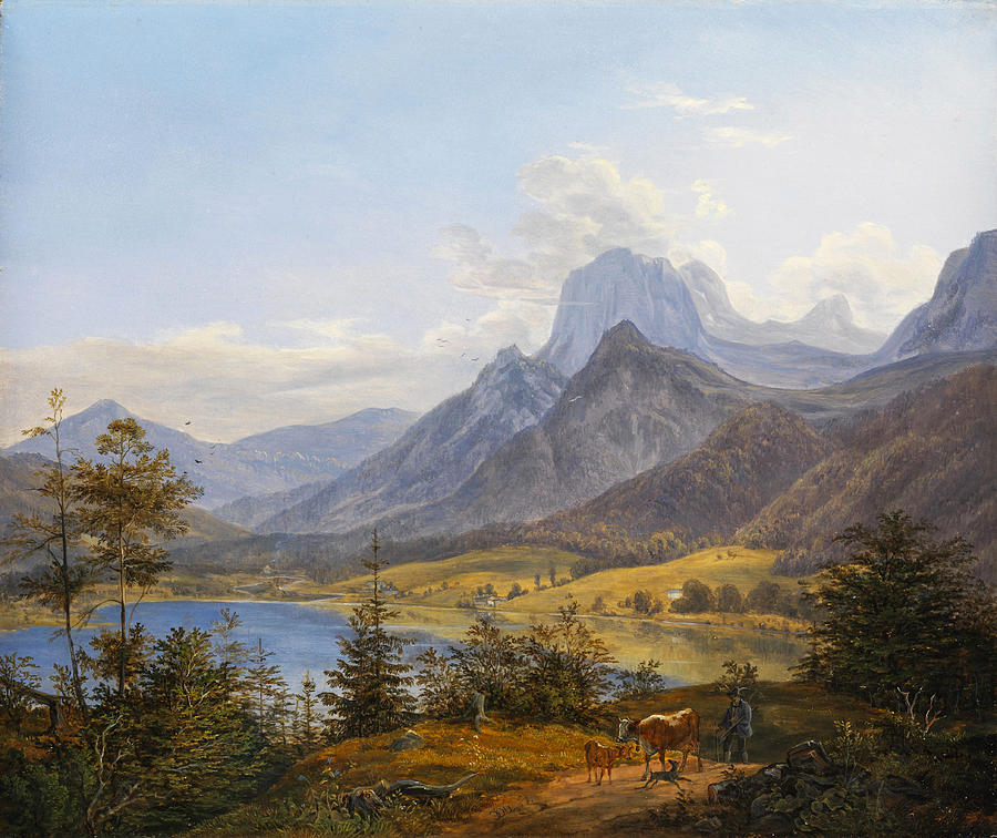 Mountain Lake Painting by Johann Nepomuk Ott
