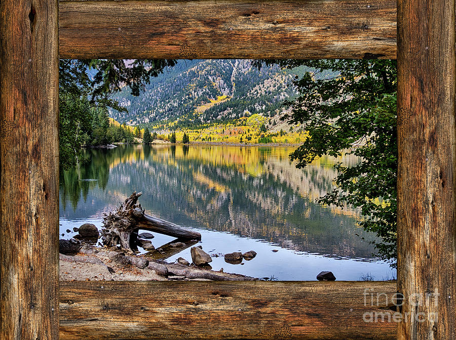 Mountain Lake Rustic Cabin Window View Photograph by James BO Insogna