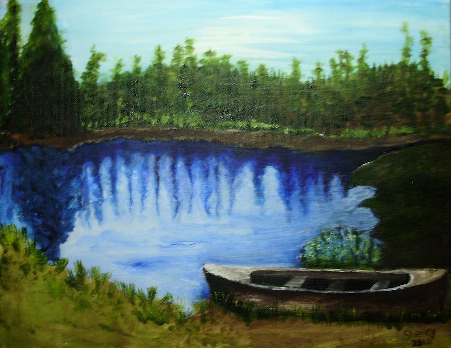 Mountain lake Painting by Shelley Bain
