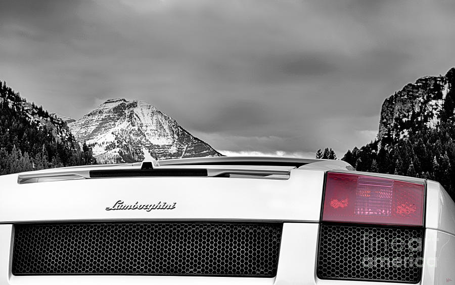 Mountain Lamborghini, White, Christmas Gift for Husband, Lambo, Photograph by David Millenheft