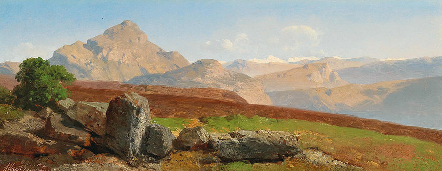 Mountain Landscape Painting by Albert Zimmermann