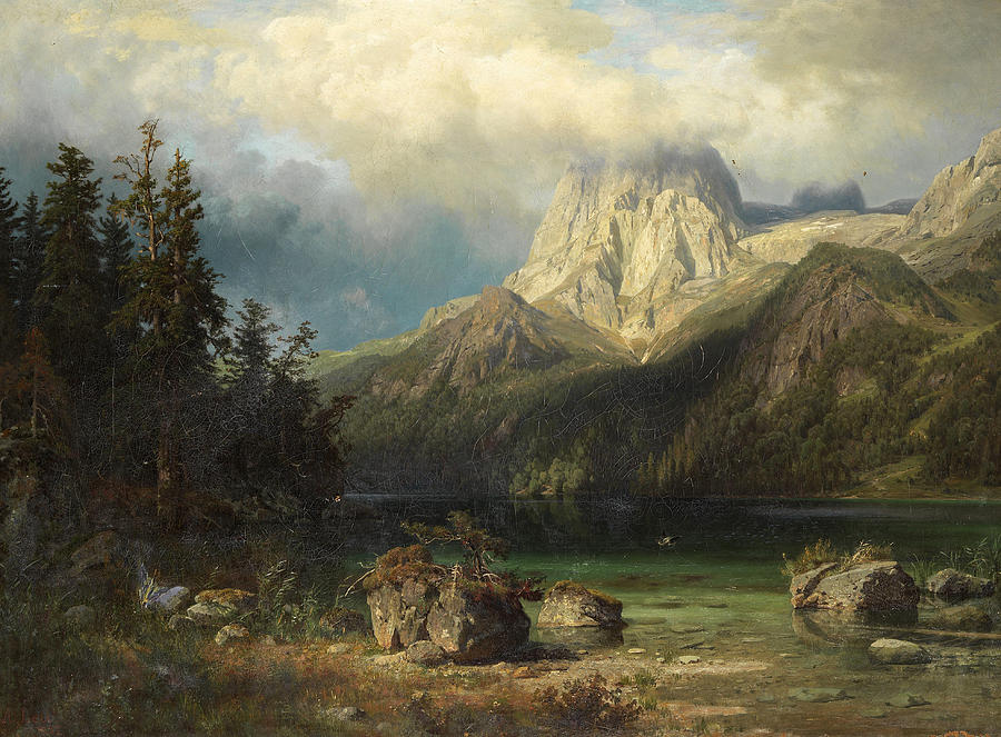 Mountain landscape Painting by August Wilhelm Leu - Fine Art America