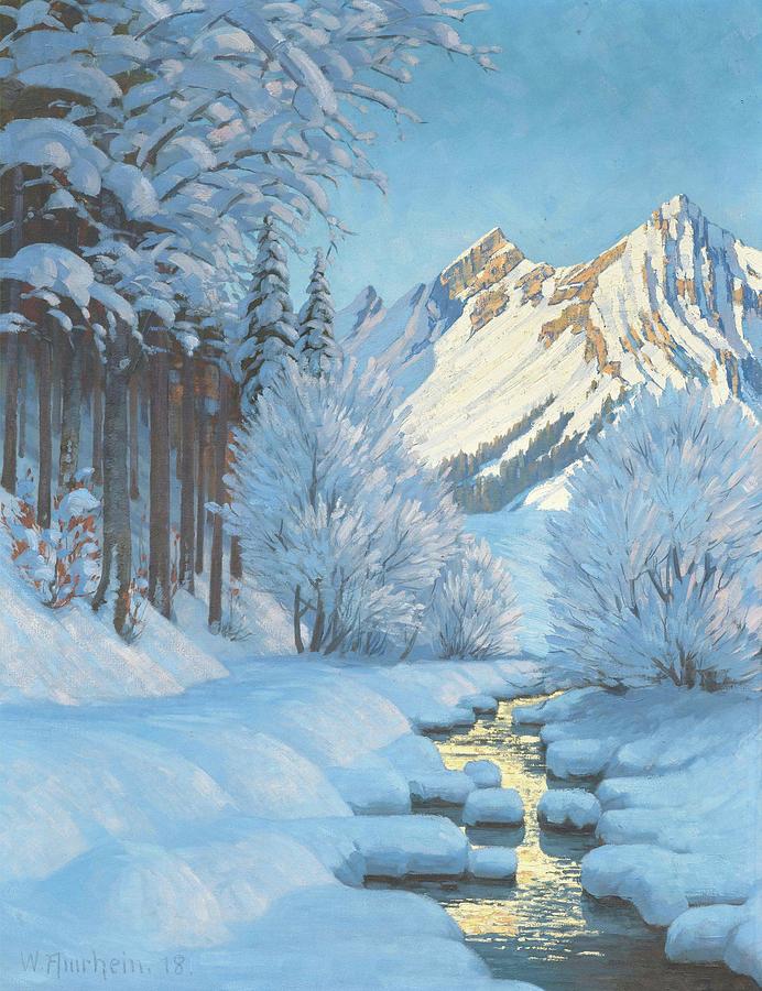 Mountain landscape in winter Painting by MotionAge Designs - Fine Art ...