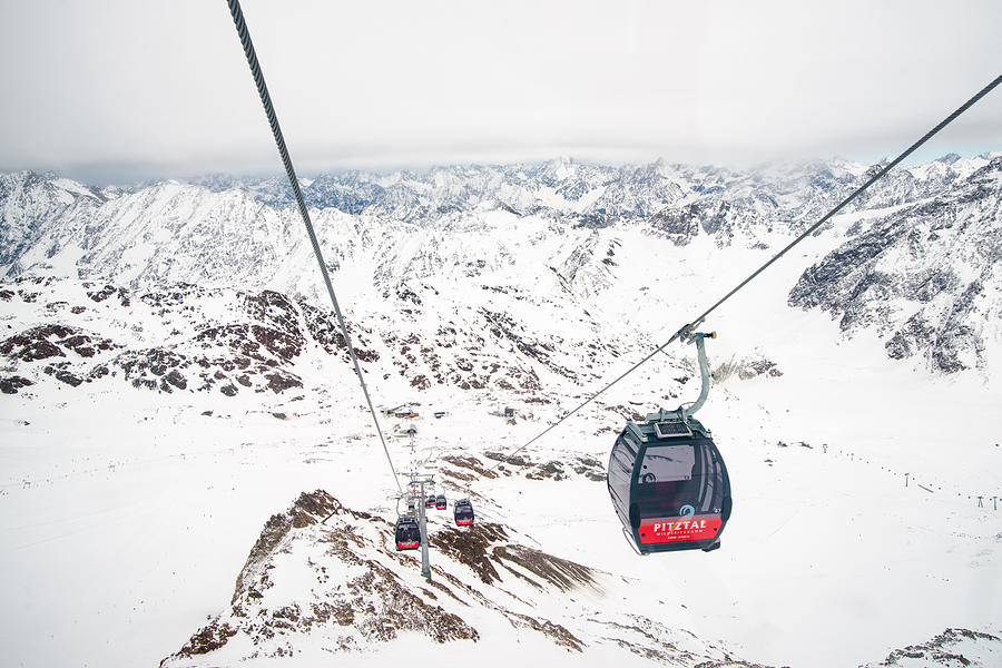 Mountain landscape with cable car in winter Photograph by Matthias Hauser