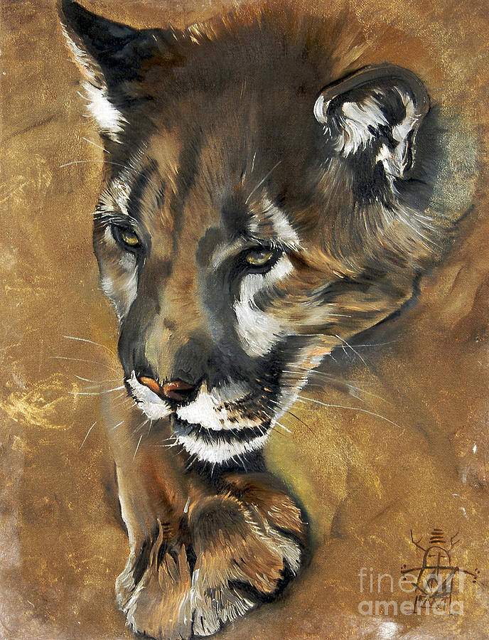 Indigenous Wildlife Painting - Mountain Lion - Guardian of the North by J W Baker