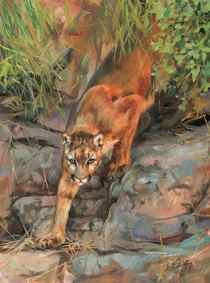 Mountain Lion 2 Painting by David Stribbling