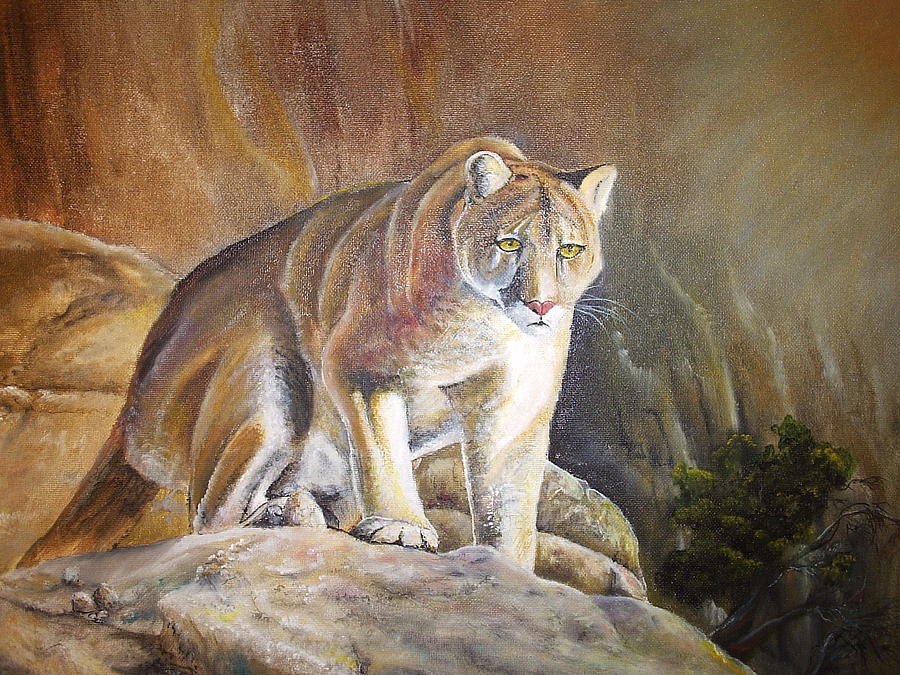 Mountain Lion Painting by Bryan Davis