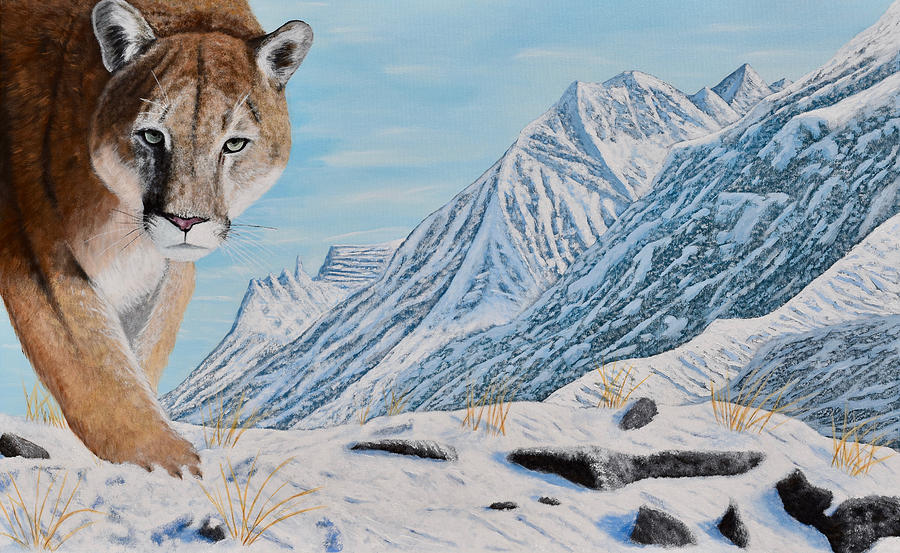Landscape Painting - Mountain Lion in the Rockies by Brian Sloan Landscape Painting - Mountain Lion in the Rockies by Brian Sloan