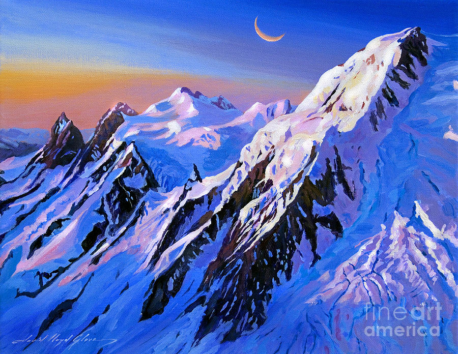 Mountain Painting - Mountain Moon Summit by David Lloyd Glover