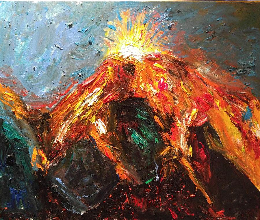 Mountain Of Fire Painting by Lily Zhao - Fine Art America