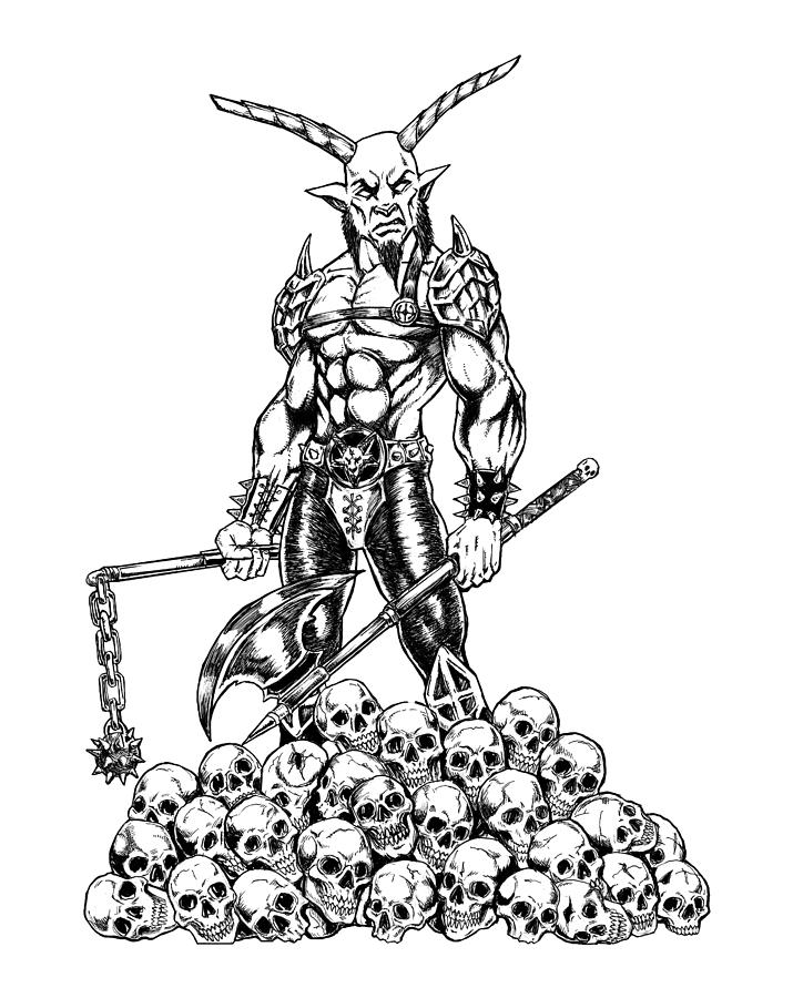 Mountain of Skulls White Drawing by Alaric Barca