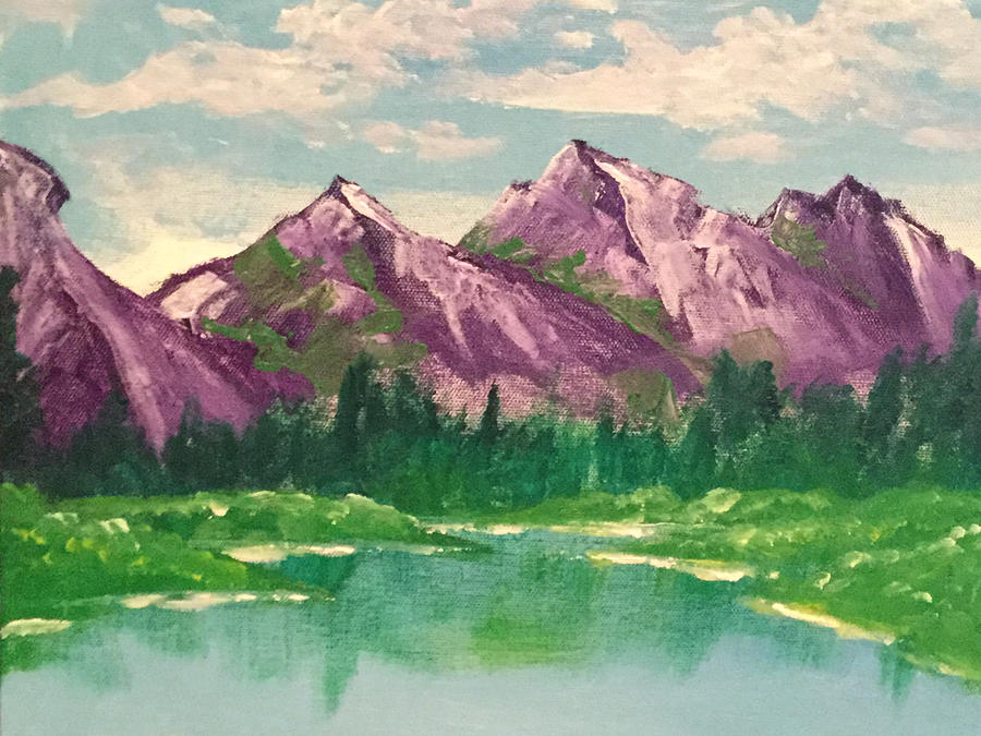 Mountain painting by Bob Ross Acrylic Paintings