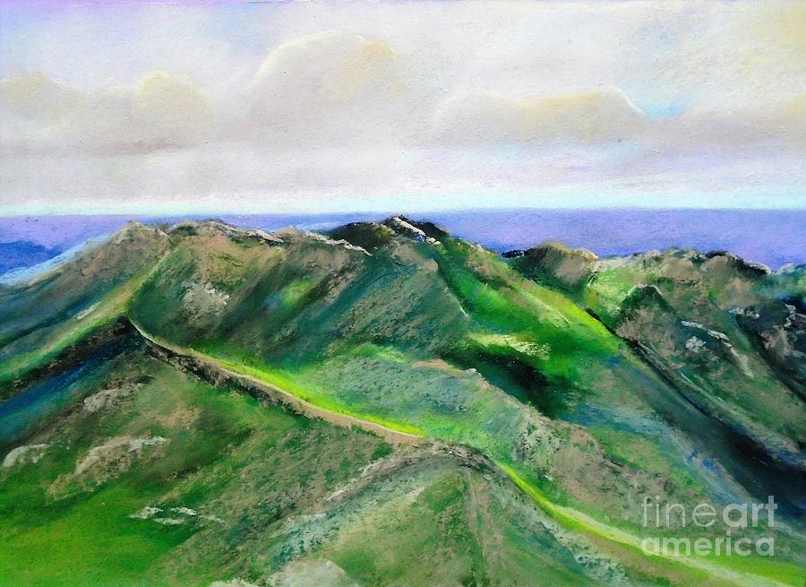 Mountain Pass, North Wales Pastel by Angela Cartner