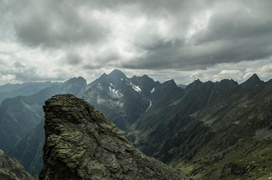 Mountain Photograph - Mountain peacks panorama by Nicola Aristolao