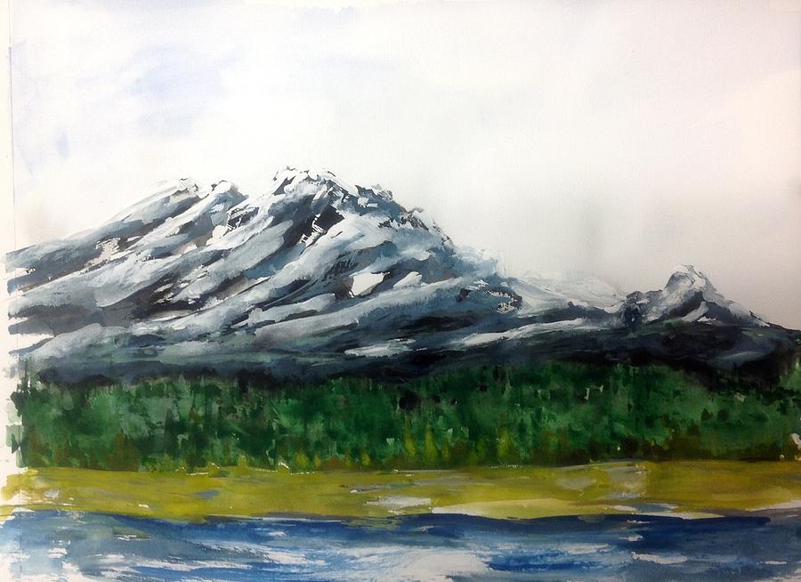 Mountain Peak - Banff Painting by Desmond Raymond