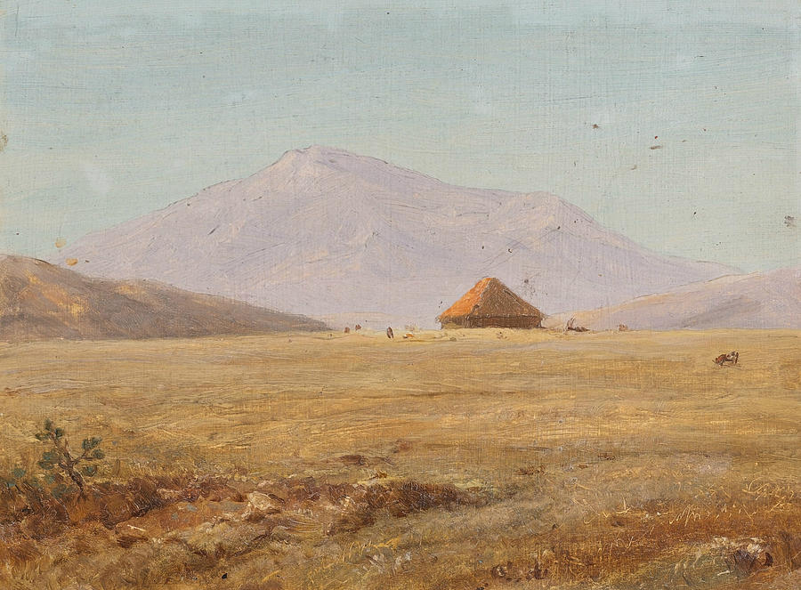 Frederic Edwin Church Painting - Mountain Plateau with Hut by Frederic Edwin Church