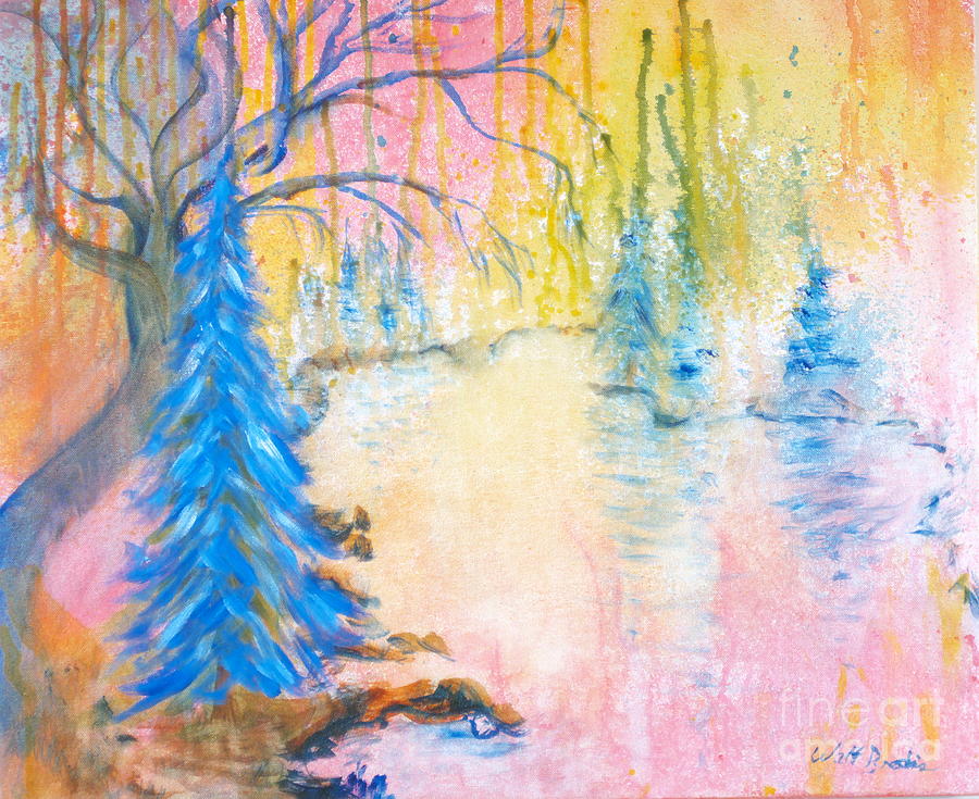 Mountain Pond Painting by Walt Brodis