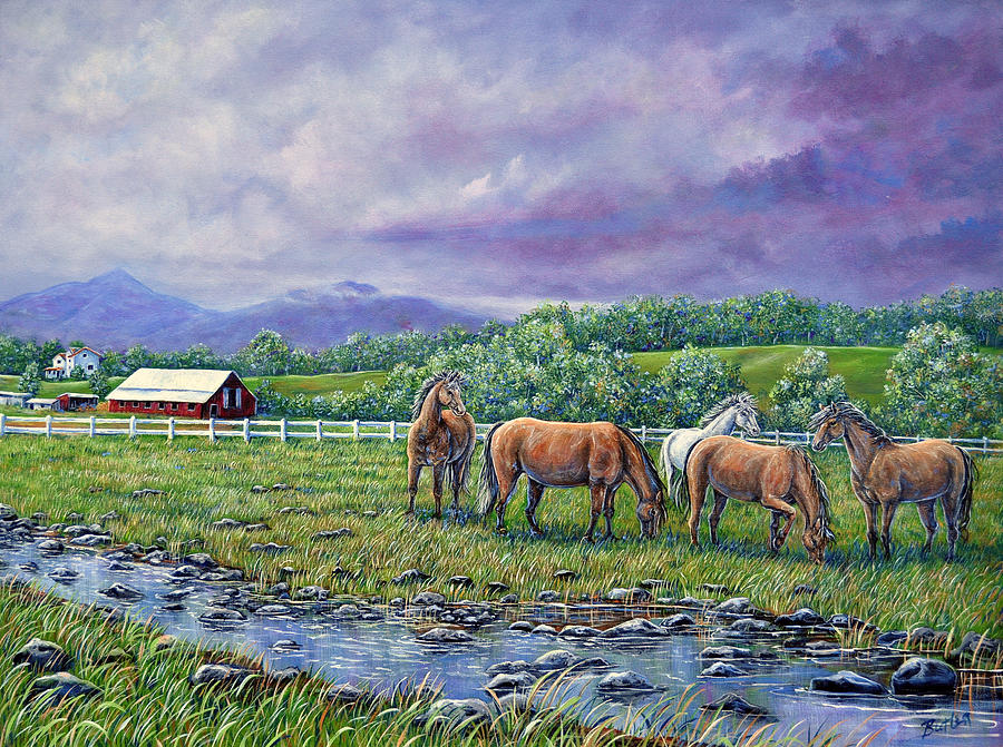 Mountain Rain Painting by Gail Butler