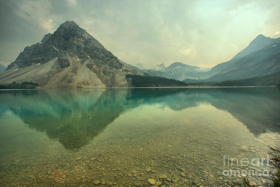 Mountain Reflections In Bow Lake Photograph by Adam Jewell