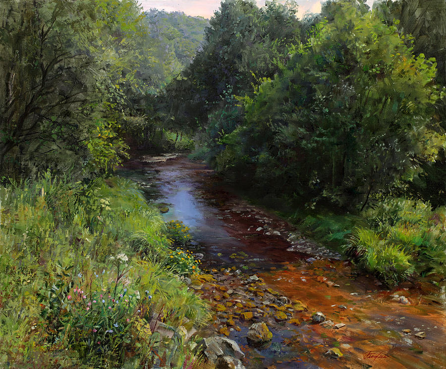 Summer Painting - Mountain river. by Galina Gladkaya