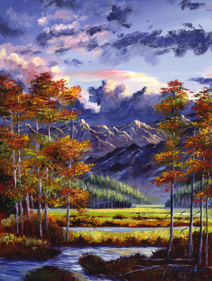 Mountain River Valley Painting by David Lloyd Glover