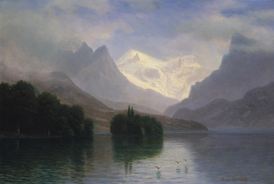 Mountain Scene Painting by Albert Bierstadt