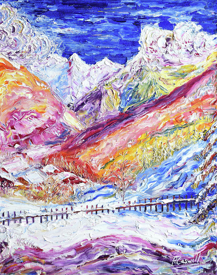 Mountain Scene Courchevel Painting by Pete Caswell