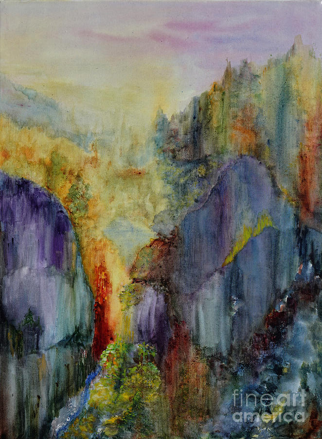 Mountain Scene Painting by Karen Fleschler