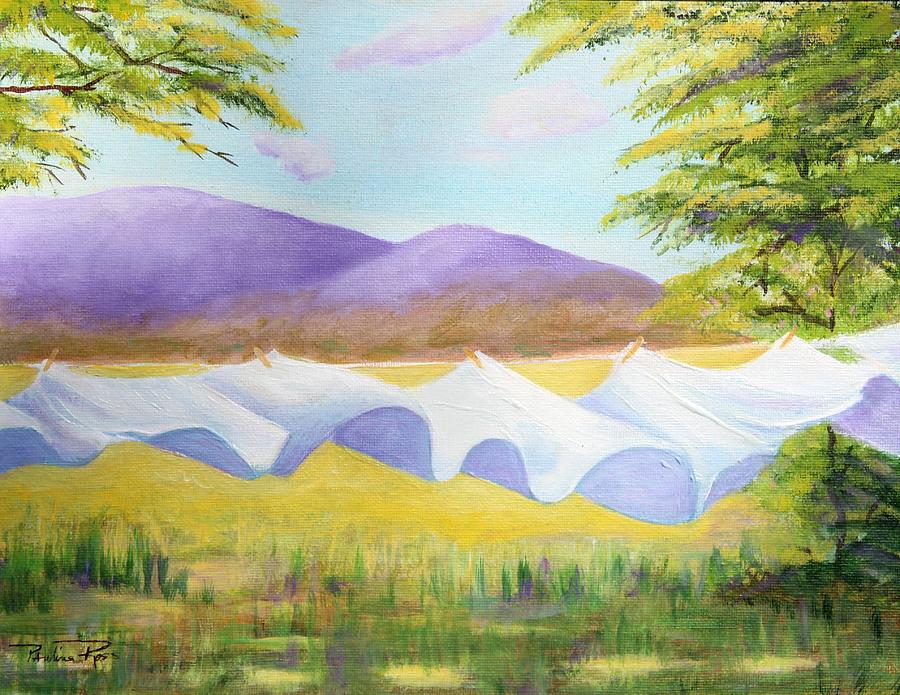Mountain Painting - Mountain Sheets by Pauline Ross