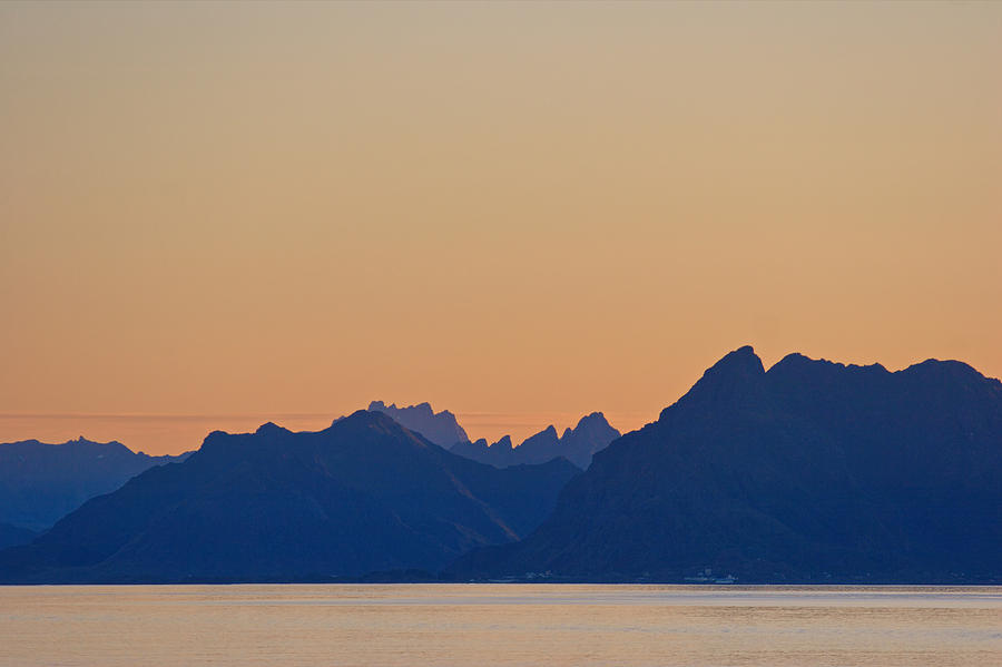 Mountain Silhouettes At A Lofoten Fjord Photograph