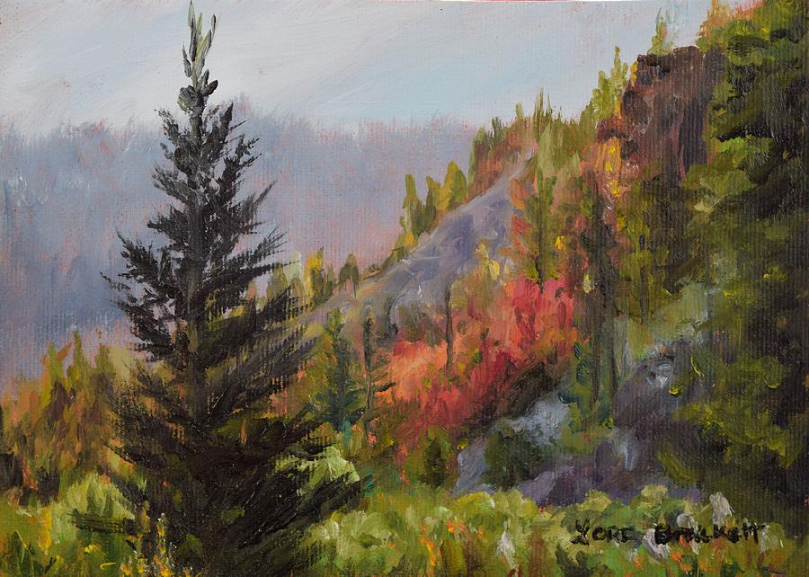 Mountain Slope Fall Painting by Lori Brackett