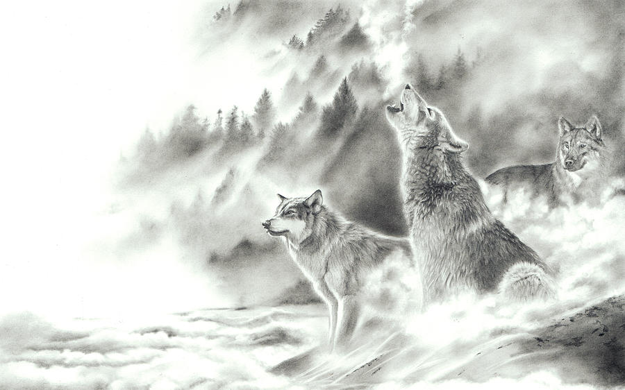 Mountain Spirits Drawing by Peter Williams