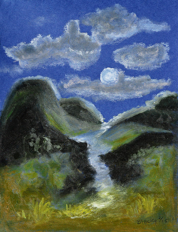 Mountain Spring In The Moonlight Pastel by Donna Blackhall